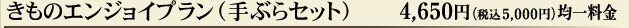 きものエンジョイプラン（手ぶらセット）　4,650円（税込5,000円）均一料金