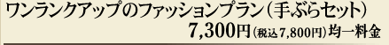 ワンランクアップのファッションプラン（手ぶらセット）　7,300円（税込7,800円）均一料金