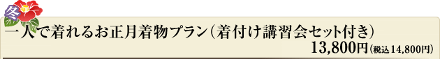 一人で着れるお正月着物プラン（着付け講習会セット付き）　13,800円（税込14,900円）
